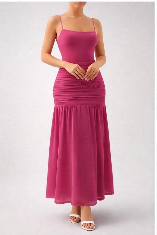 Deep rose LOROMIA Atelier dress by Trendsi, featuring a flowy fabric and elegant design, shown on a model.