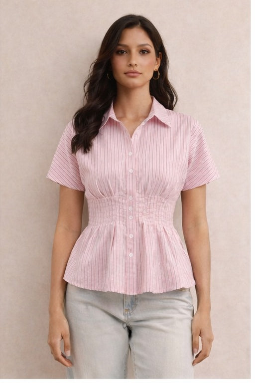 LOROMIA Loromia Maison Élitaire shirt displayed flat, featuring a classic collar, button-down front, and elegant fabric details.
